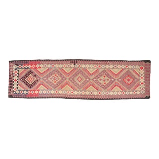 1950s Bold Geometric Medallion Kilim Runner For Sale