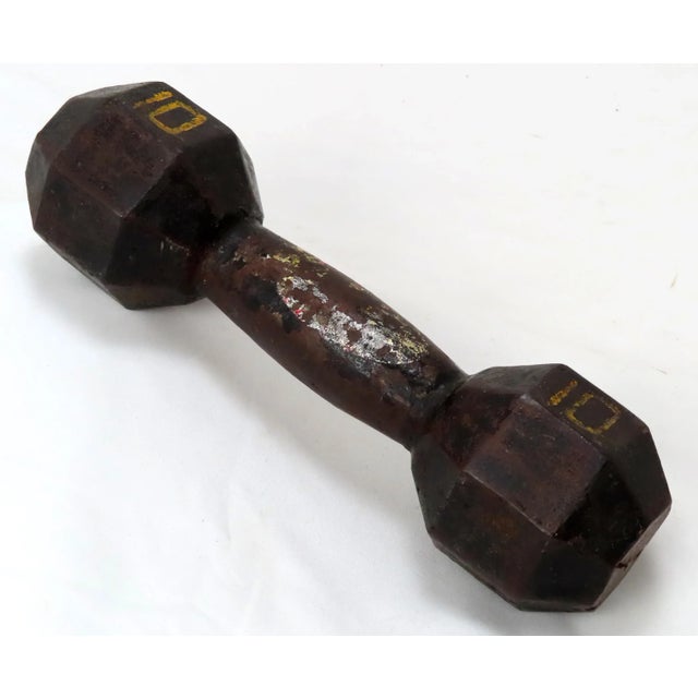 Early 20th Century Antique Cast Iron 10 Pound Gymnasium Exercise Dumbbell For Sale - Image 5 of 13