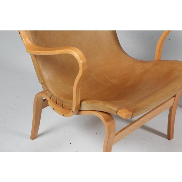 Wood Eva Lounge Chairs in Leather attributed to Bruno Mathsson, 1960s, Set of 2 For Sale - Image 7 of 10