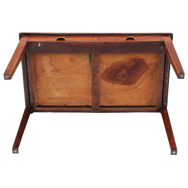 Brown Antique Mahogany Writing Table, 1940s For Sale - Image 8 of 9