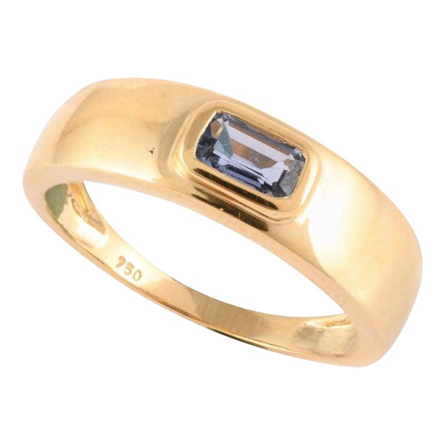 Genuine Tanzanite Ring in 18k Solid Yellow Gold Size 8 For Sale