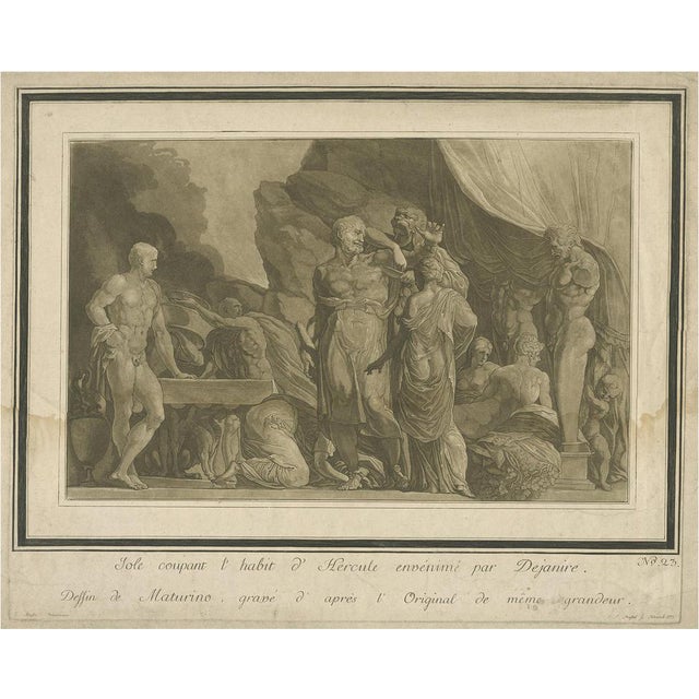 Johann Theophilus Prestel after Primaticcio, Iole Cutting Hercules Coat, 1777 Paper For Sale