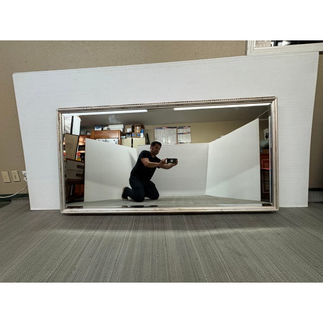 Antiqued Silver Finish With Bead Trim Wall Mirror For Sale In San Francisco - Image 6 of 12