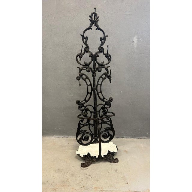 Antique Victorian Ornate Cast Iron Hall Stand with Marble Base, 19th Century For Sale - Image 18 of 18