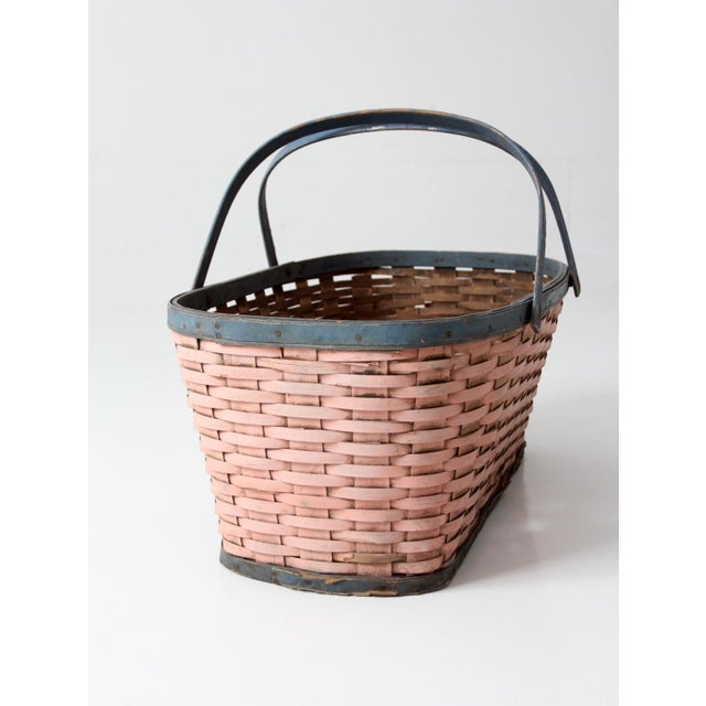 Antique American Splint Weave Gathering Basket For Sale - Image 11 of 15