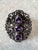 Beautiful vintage sterling silver and amethyst cocktail ring