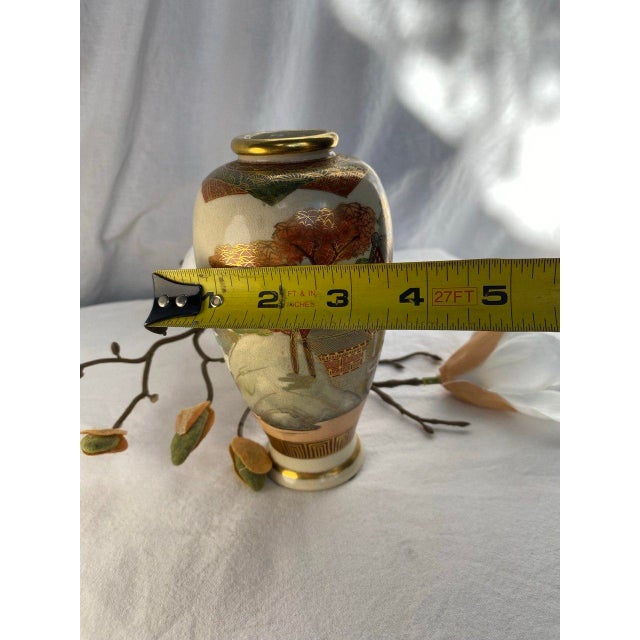 Brick Red Japanese Satsuma Landscape Vase With Gilt Temple Scene, Late Meiji–Taishō Period For Sale - Image 8 of 9