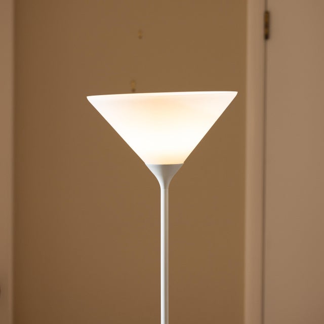 Metal Vintage Koch & Lowy White Tulip Torchiere Floor Lamp For Sale - Image 7 of 10