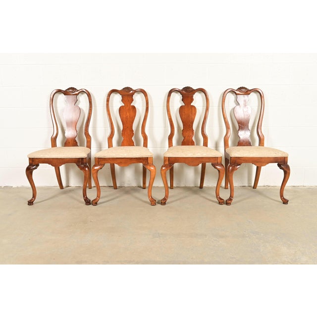Queen Anne Solid Mahogany Side Chairs or Dining Chairs by Stanley, Pair For Sale - Image 13 of 14