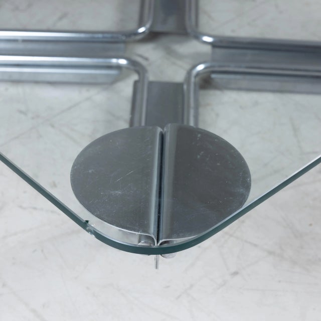 Coffee Table with Glass Top and Steel Frame, 1980s For Sale - Image 9 of 10