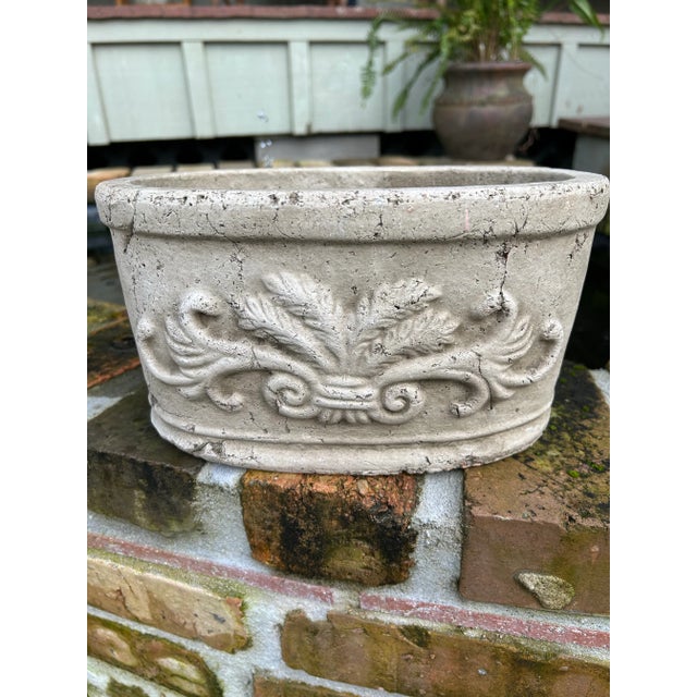 Contemporary Cast Stone Oval Trough Planter Chairish