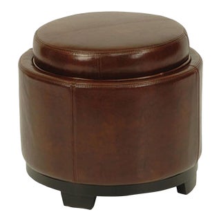 Storage Tray Ottoman, Black & Cordovan For Sale