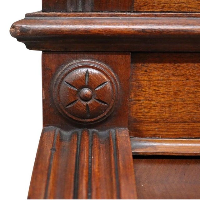 Victorian Walnut & Burl Roll Top Secretary Desk C1880 For Sale - Image 12 of 13