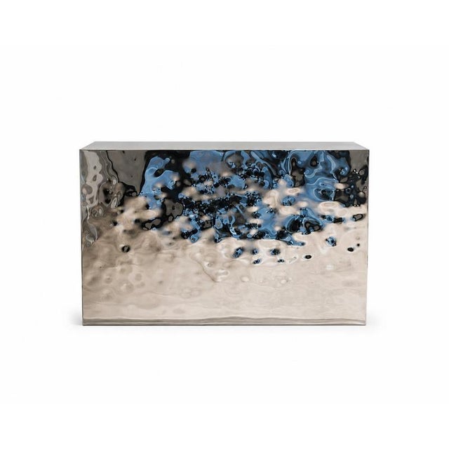 Contemporary Reception Desk in Textured Stainless Steel by Veliento For Sale - Image 3 of 10
