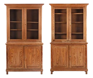 Pair of French Two-Part Pitch Pine Cabinets, C. 1880