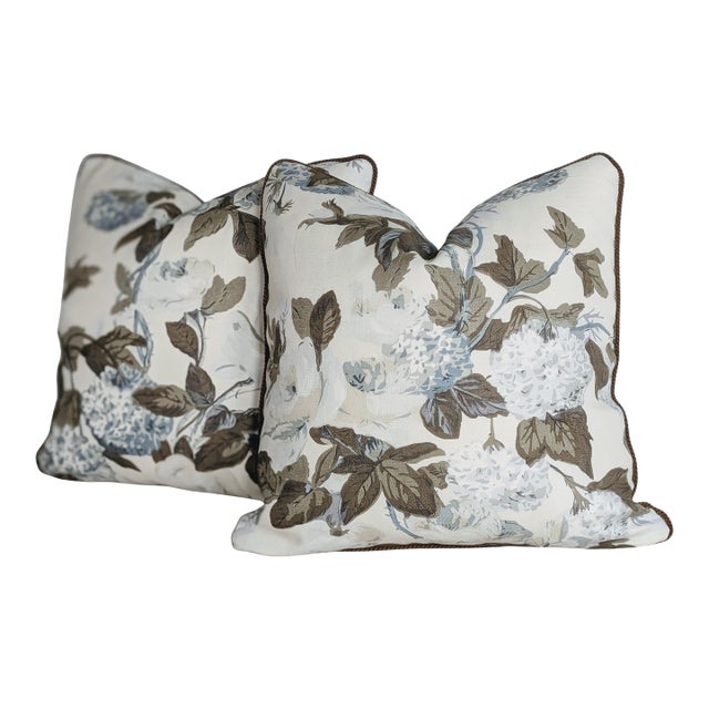Cowtan & Tout Rose and Hydrangea Pillows In For Sale