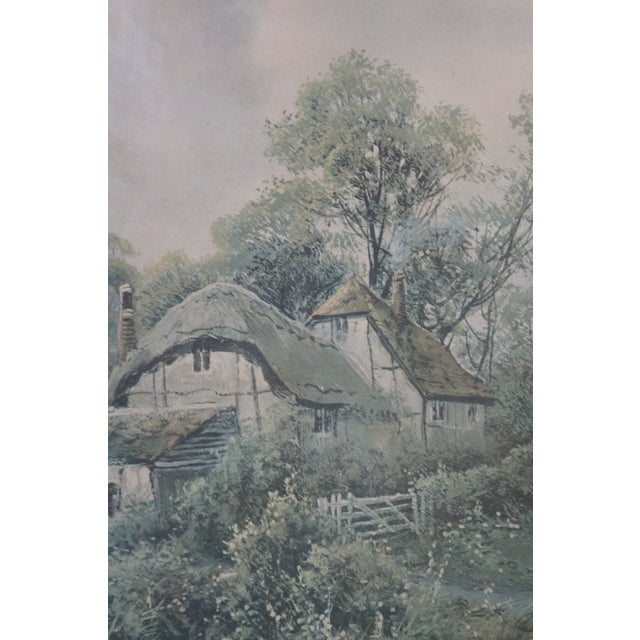 Early 20th Century Octavius Thomas Clark by a Country Lane Farmhouse Lithograph Print 27", Framed For Sale - Image 4 of 10