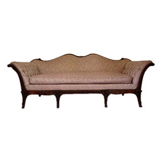 Early 20th Century Victorian Boudoir Couch in Walnut and Pink Damask For Sale