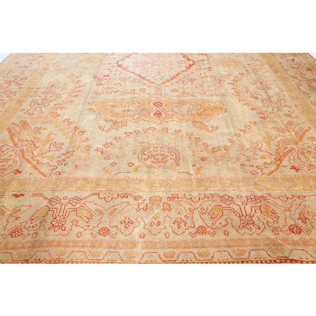 Terra Cotta Antique Turkish Oushak Rug For Sale - Image 8 of 8
