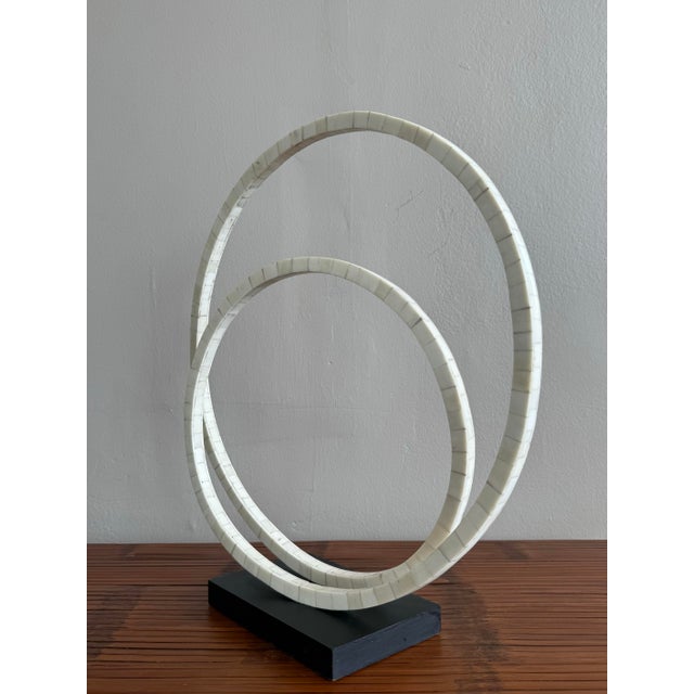 Vintage Tessallated Bone Sculpture on Wooden Base For Sale - Image 4 of 7