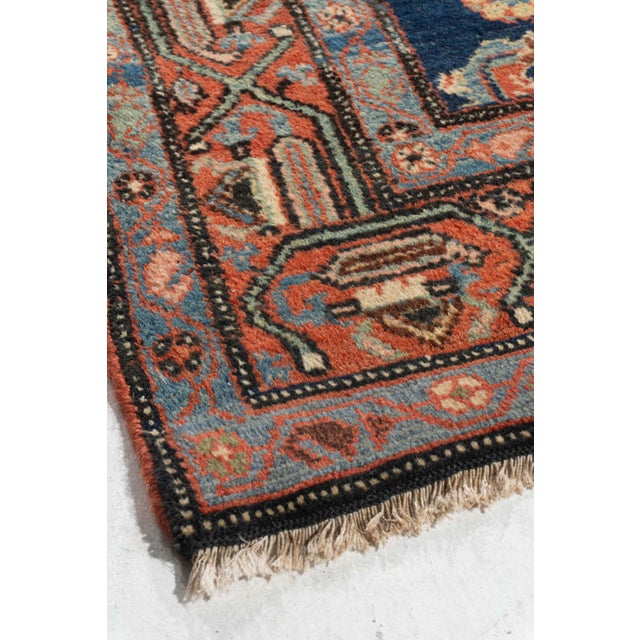 Textile Antique Circa 1900 Blue Hamadan Hand Knotted Rug 4ft 4in X 6ft 10in For Sale - Image 7 of 14
