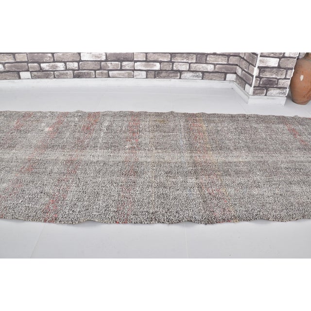 Vintage Grey Anatolian Organic Kilim Rug For Sale - Image 4 of 10