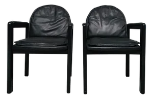 Set of Black Leather Armchairs from Bull, 1980