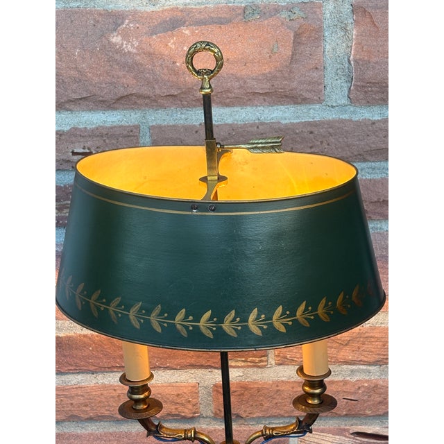 Antique French Bouilette Brass Metal Shade Table Lamp, 1930s For Sale - Image 9 of 14