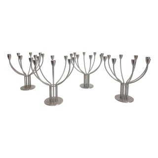 Modern Scandinavian Candleholders in Steel by M. Hagberg for Ikea, 1970s, Set of 4 For Sale