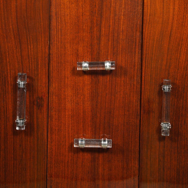 Art Deco Art Deco Walnut & Black Lacquer Curved-Front Cabinet W/ Verde Saint Denis Top For Sale - Image 3 of 15