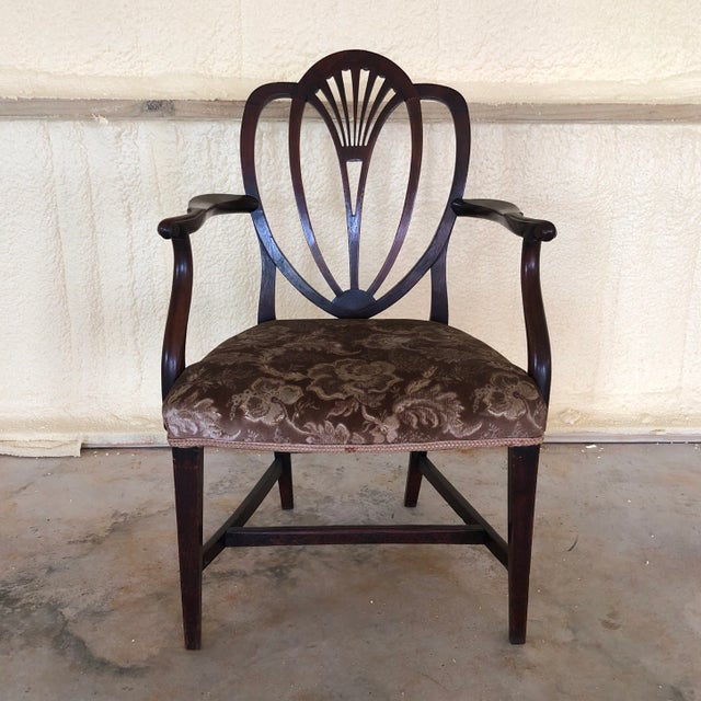 George Hepplewhite Late 18th Century Georgian Heart Back Arm Chair For Sale - Image 4 of 9