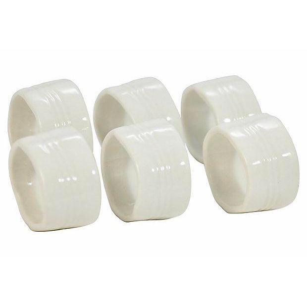 White ceramic napkin rings deals