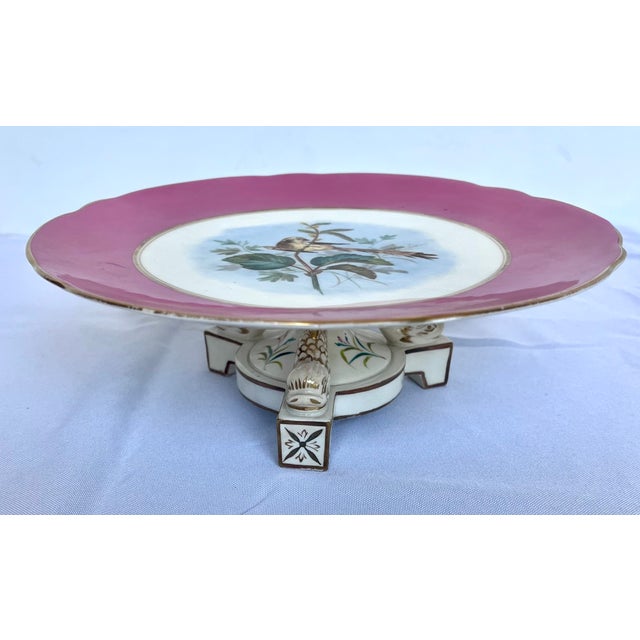 Traditional Antique Late 1800s Old Paris Porcelain Cake Stand With Gilded Koi Fish Pedestal Base For Sale - Image 3 of 13