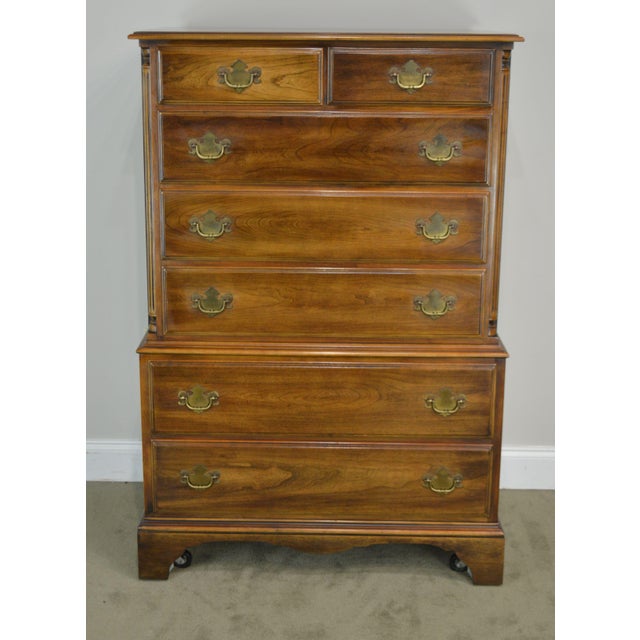 Statton Oxford Antique Cherry High Chest On Chest Chairish