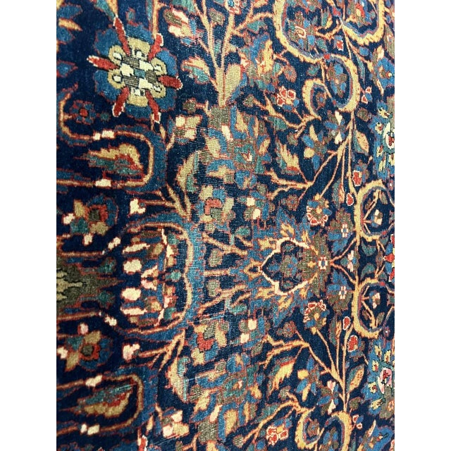 Late 20th Century Navy Blue Persian Antique Kashan For Sale - Image 9 of 12