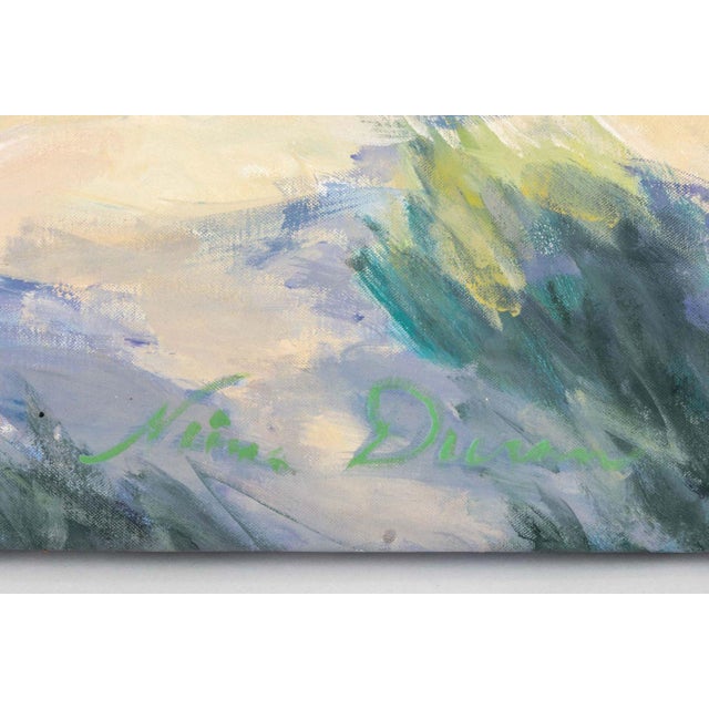 Contemporary Lakeside Landscape Oil on Canvas For Sale - Image 9 of 10