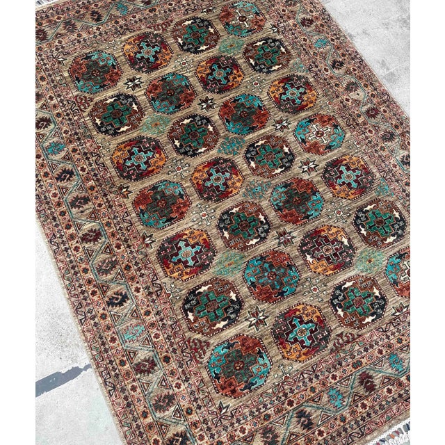 Vintage Caucasian Kazak Wool Rug With Repeating Medallions – 168x231 Cm For Sale - Image 4 of 18