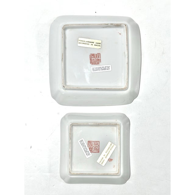 Pair of Bird Chinoiserie Cobalt & Gilt Porcelain Catchall Trays For Sale - Image 9 of 11