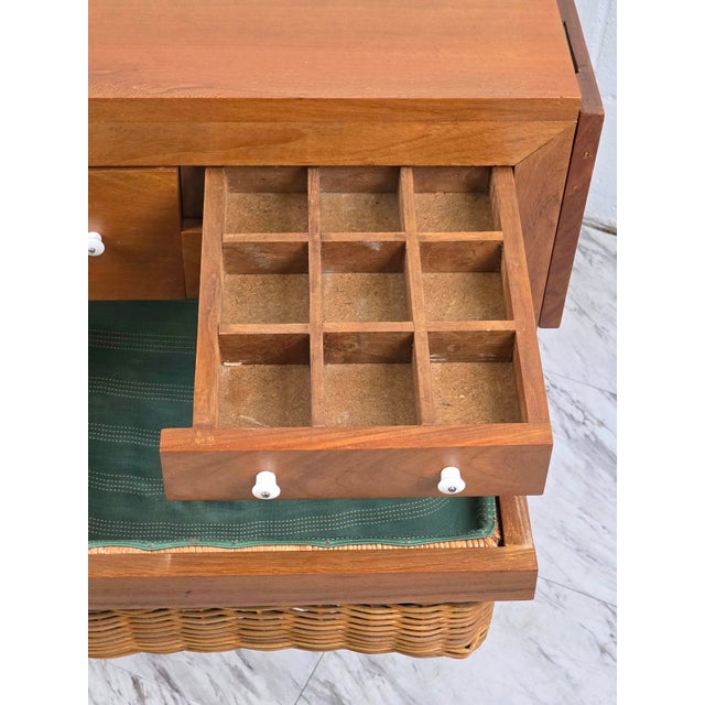 Mid 20th Century Danish Handmade Teak Sewing Table For Sale - Image 10 of 14