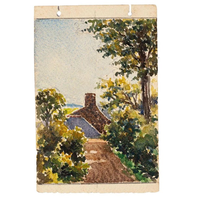 Village is an original painting in watercolor by an anonymous French artist of the XX century. The state of preservation...