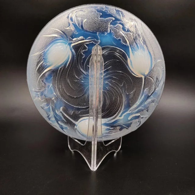 Art Deco Opalescent Glass Bowl with Thistle Motif by Etling, 1930s For Sale - Image 3 of 5