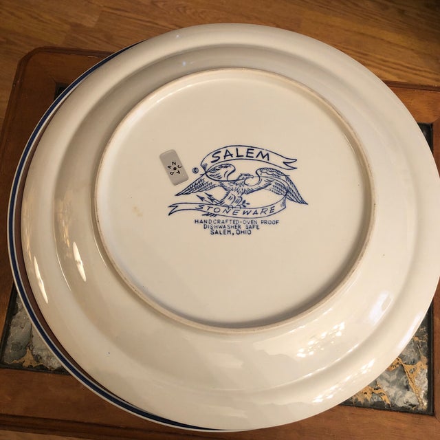 Early 20th Century Salem Stoneware Eagle Dinner Plates Set of 6