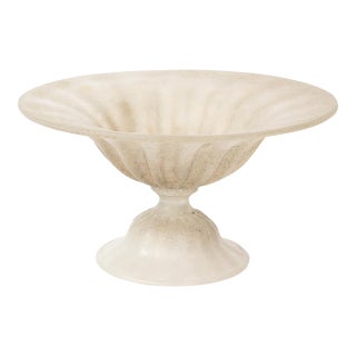 Mid-Century Hand-Blown Murano Fluted & Footed Scavo Glass Centerpiece Bowl For Sale
