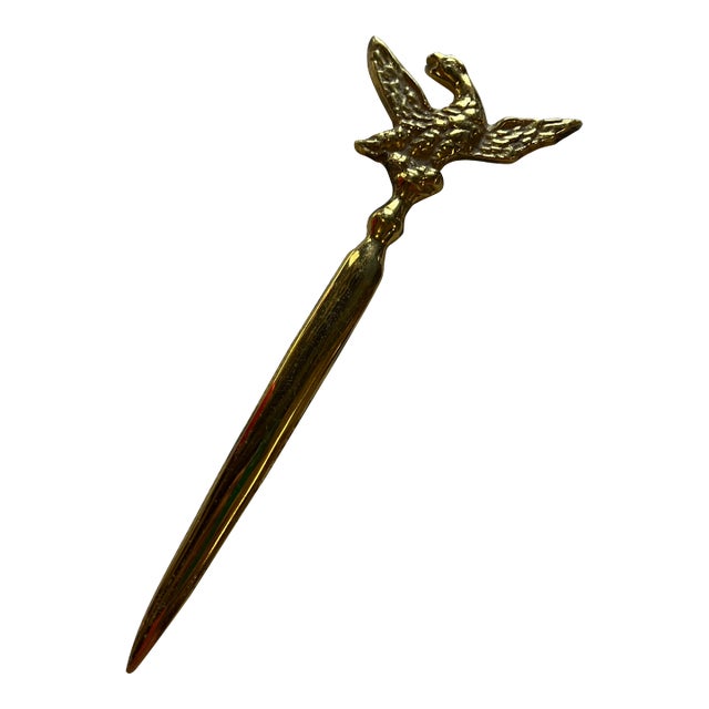 1970s Classic Brass Eagle Envelope Opener, Desk Accessory For Sale
