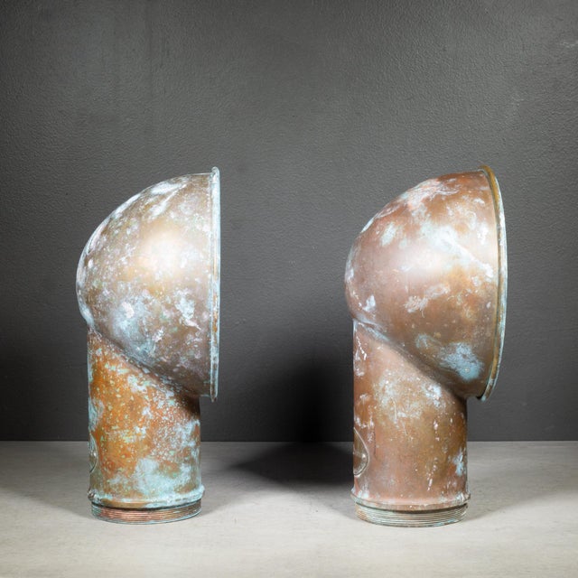 Vintage Pair Nicro Marine Copper Cowl Air Vents c.1960 For Sale - Image 4 of 9