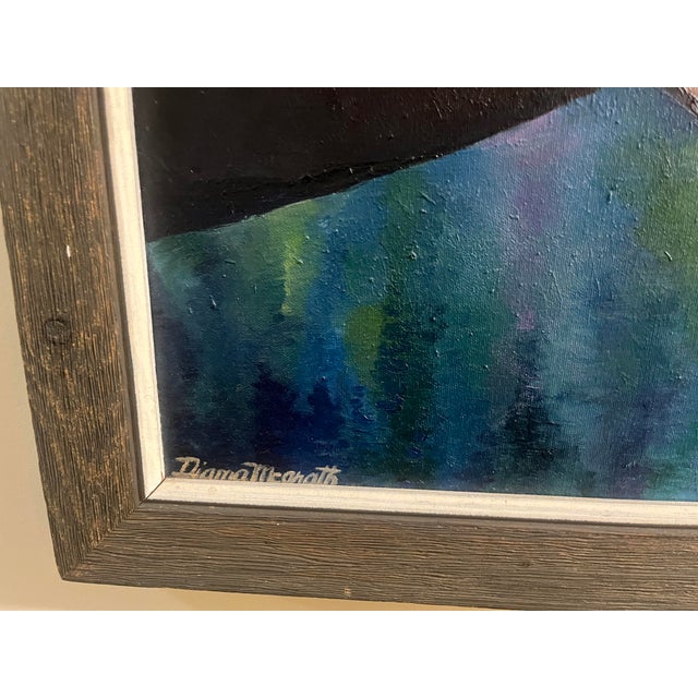 Vintage Oil Painting on canvas of whales swimming. Beautiful colors of blue/green ocean with white foam type bubbles...