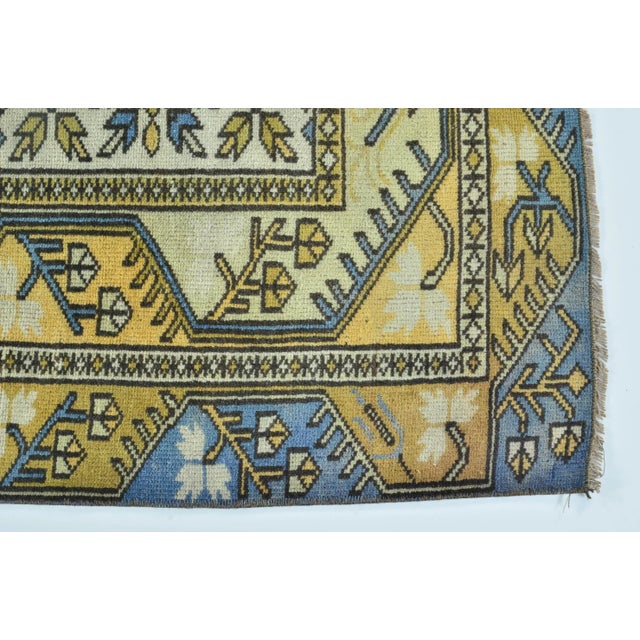 1960s Vintage Yellow Rustic Nomadic Rug For Sale - Image 9 of 11