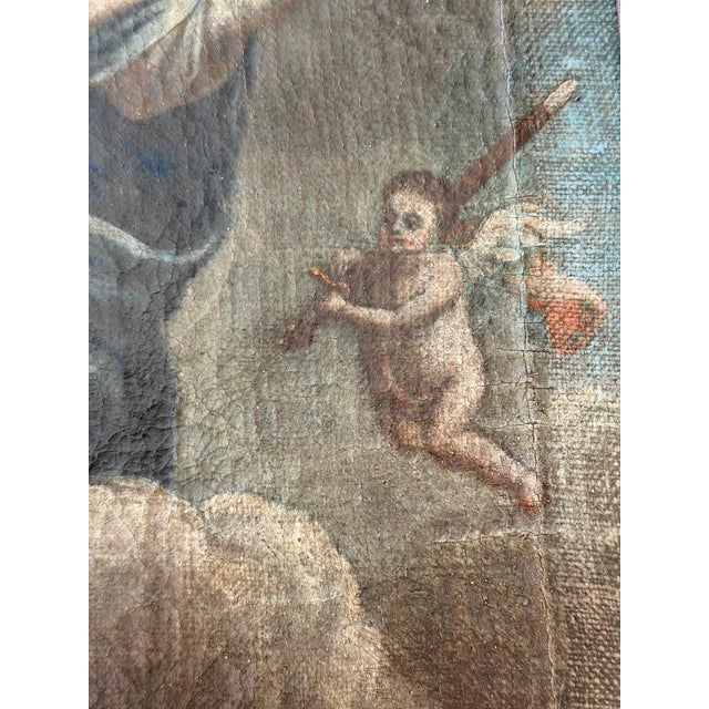 Paint Oil Painting St Barbara Early 1800's For Sale - Image 7 of 9