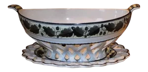 1800 - 1810 English Creamware Basket with Tray by Sewell