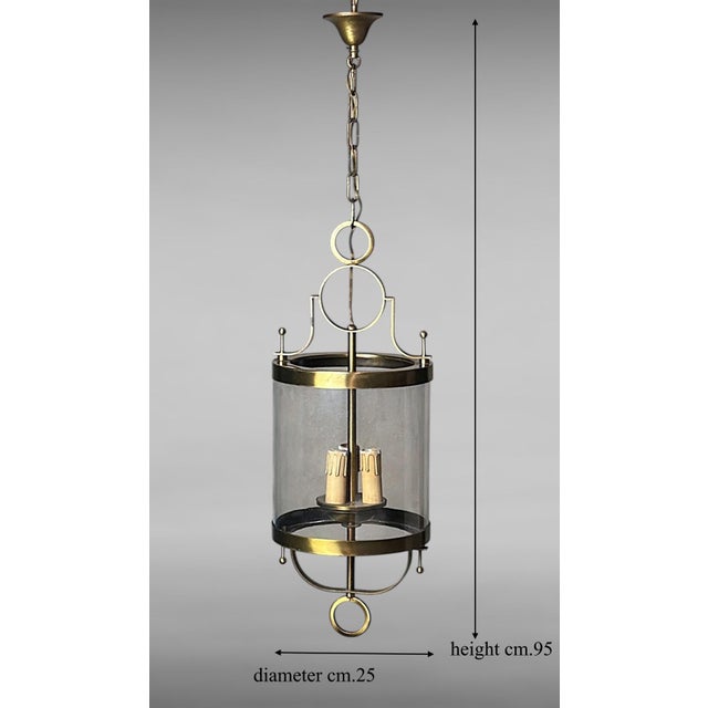 Mid 20th Century Neoclassical French Brass and Blown Glass Lantern For Sale - Image 18 of 18
